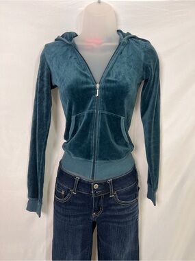 Juicy Couture Velour Zip Up Blue Hoodie